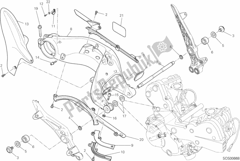 Todas as partes de Forcellone Posteriore do Ducati Hypermotard LS Thailand 821 2015